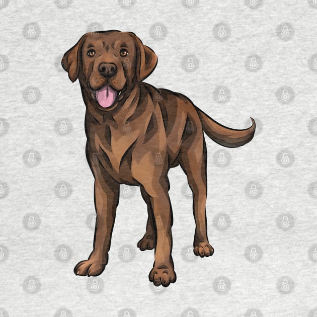 Cute Chocolate Labrador Dog by Shirin Illustration